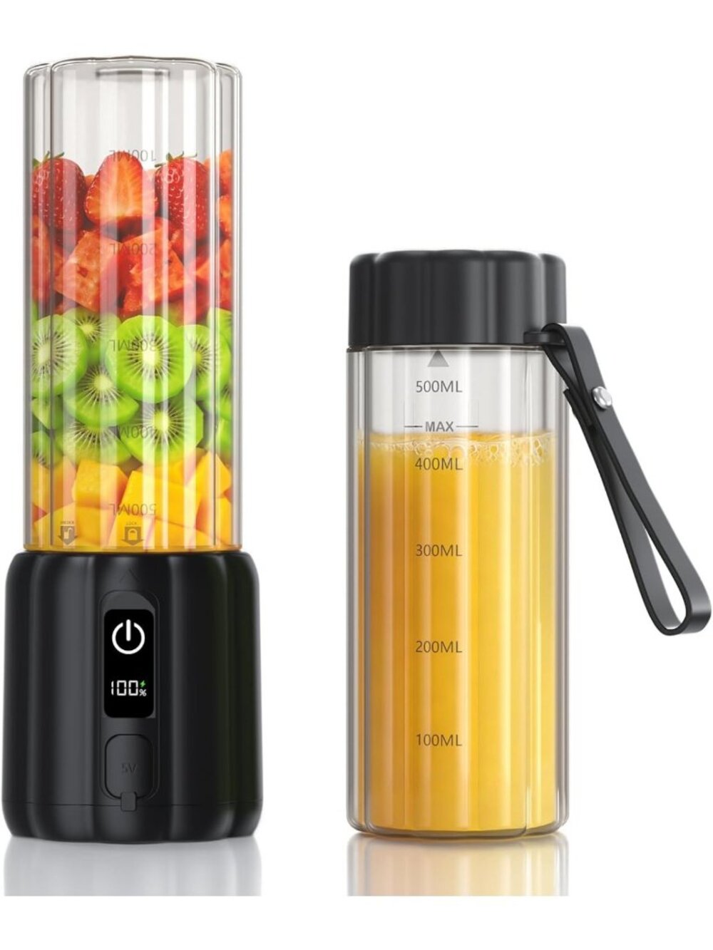 COKUNST Portable Blender, Small Smoothie Blender with LED Display, Black